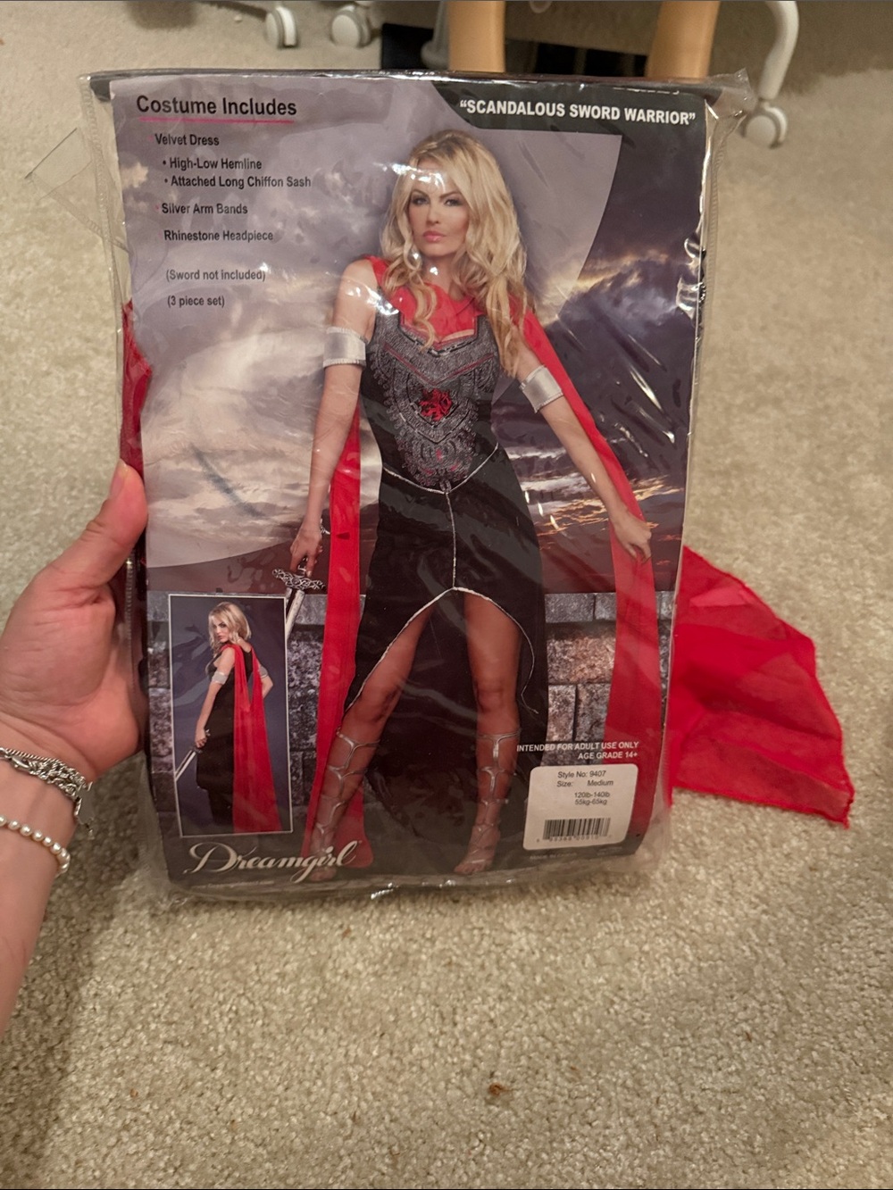 Dreamgirl Black Velvet High-Low Dress with Red Chiffon Sash